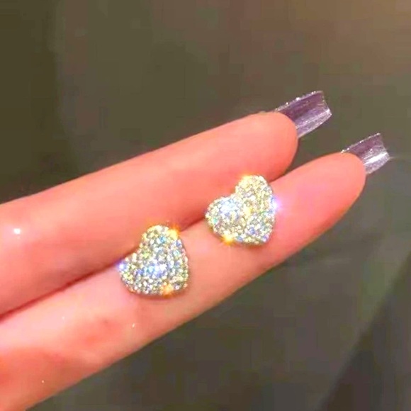 ❤️Heart Rhinestones Earrings Jackets - Picture 4 of 5